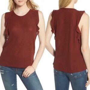 Madewell Metallic Ruffle Tank Rust Size Medium
